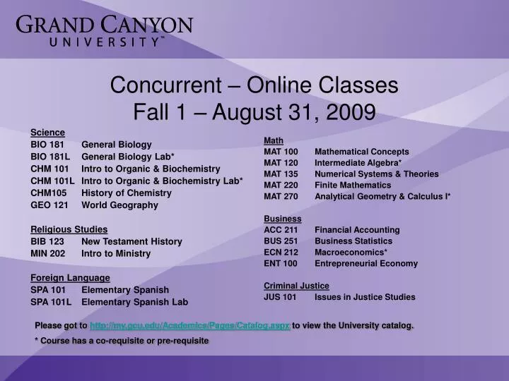 concurrent online classes fall 1 august 31 2009