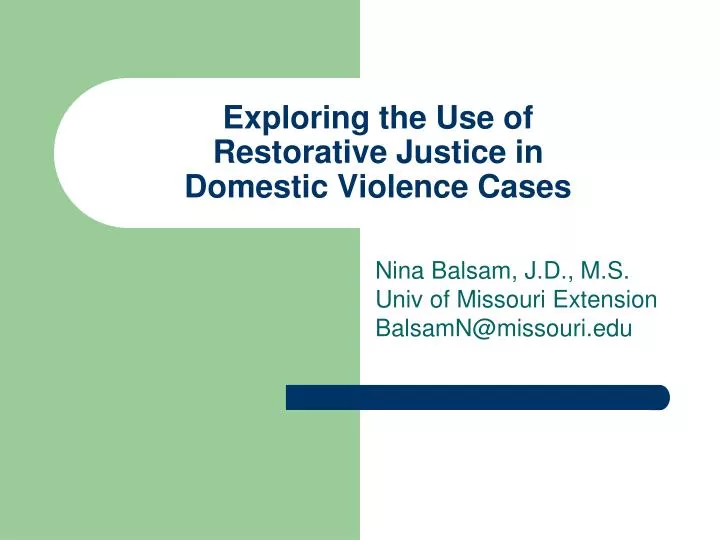 exploring the use of restorative justice in domestic violence cases