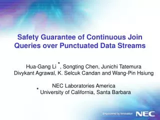 Safety Guarantee of Continuous Join Queries over Punctuated Data Streams