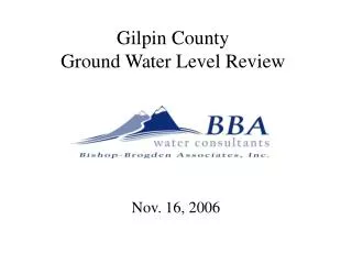 Gilpin County Ground Water Level Review