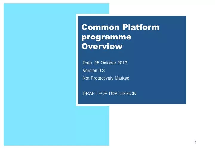 common platform programme overview