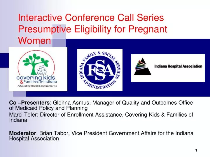 interactive conference call series presumptive eligibility for pregnant women