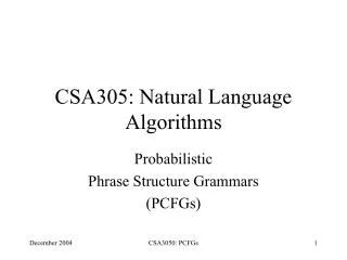 CSA305: Natural Language Algorithms