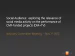 Exploring the Impact of Social Media on CMF-Funded Project Performance - slide 1
