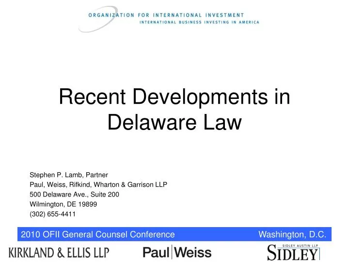 recent developments in delaware law