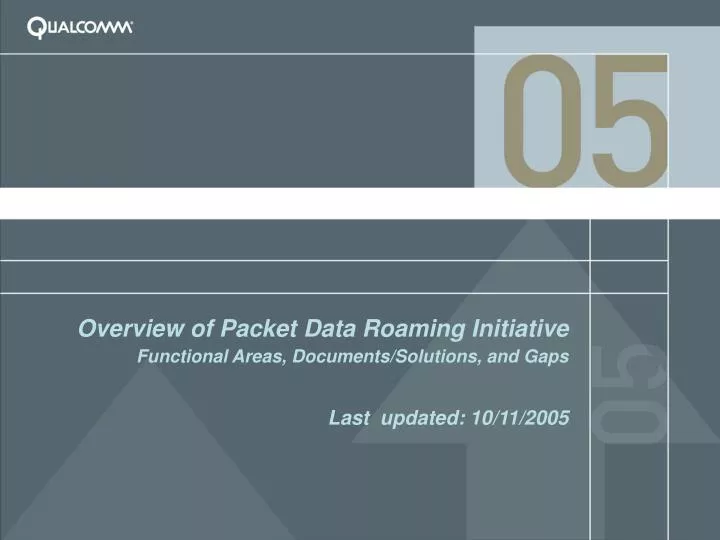 overview of packet data roaming initiative functional areas documents solutions and gaps