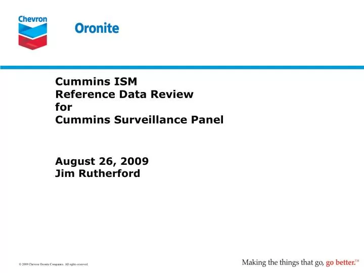 cummins ism reference data review for cummins surveillance panel