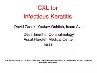CXL for Infectious Keratitis