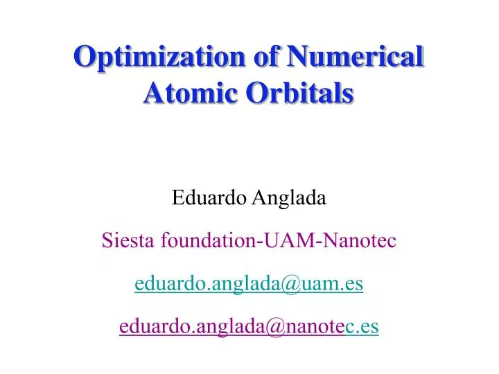 optimization of numerical atomic orbitals