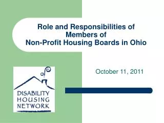 Role and Responsibilities of Members of Non-Profit Housing Boards in Ohio