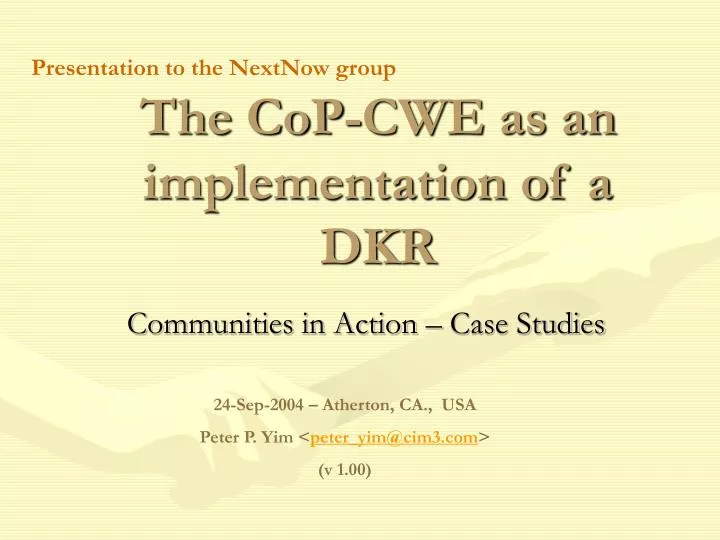 the cop cwe as an implementation of a dkr