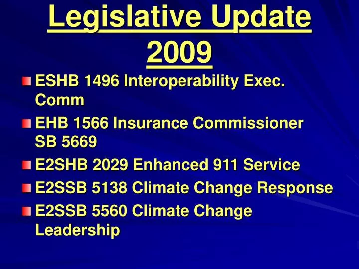 legislative update 2009