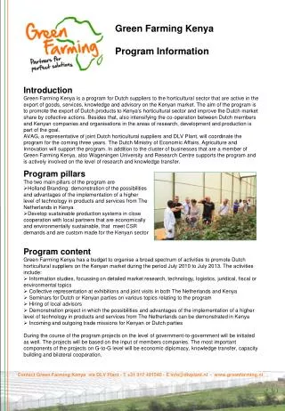 Green Farming Kenya Program Information