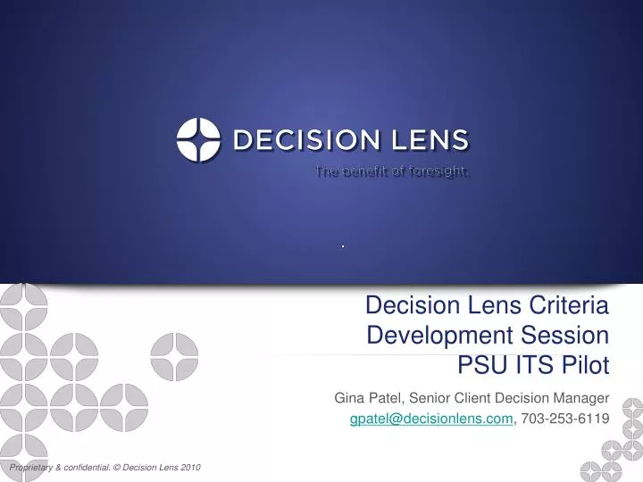 decision lens criteria development session psu its pilot
