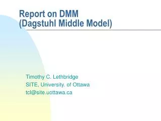 Report on DMM (Dagstuhl Middle Model)