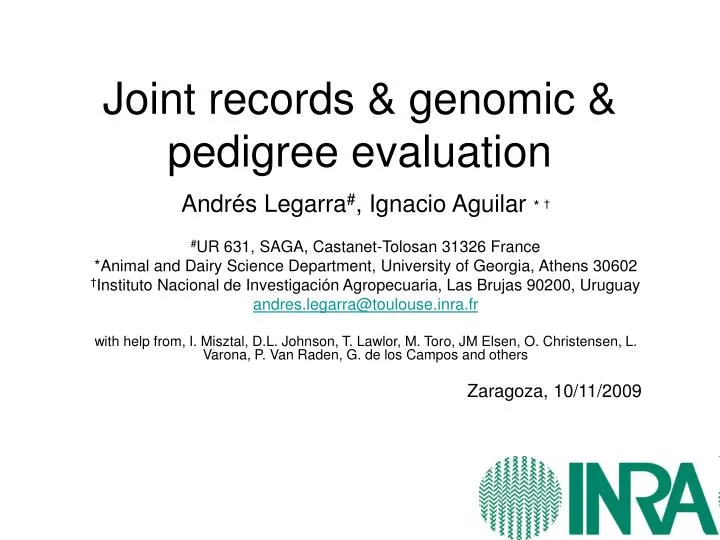 joint records genomic pedigree evaluation