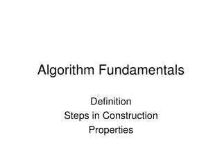 Algorithm Fundamentals