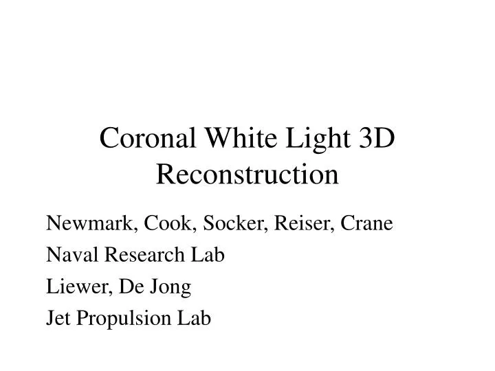 coronal white light 3d reconstruction