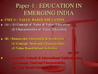 Paper-1 : EDUCATION IN EMERGING INDIA