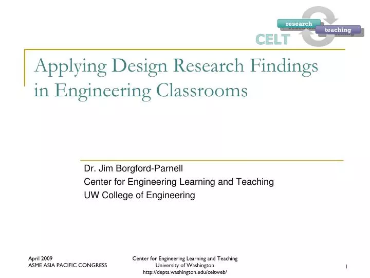 applying design research findings in engineering classrooms