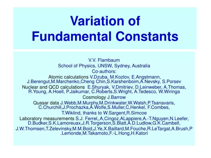 variation of fundamental constants