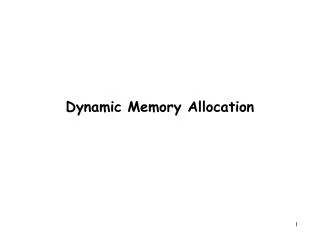 Dynamic Memory Allocation