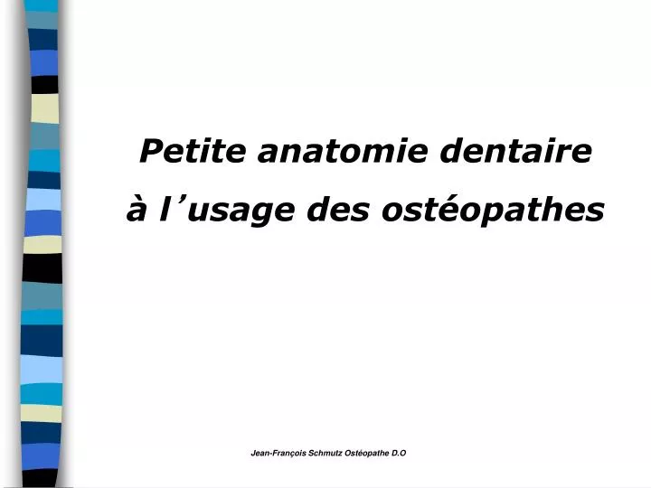 petite anatomie dentaire l usage des ost opathes