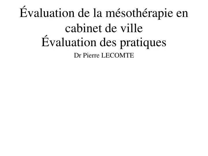 valuation de la m soth rapie en cabinet de ville