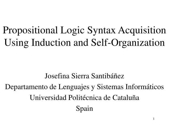 propositional logic syntax acquisition using induction and self organization