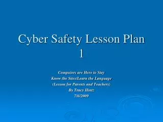 Cyber Safety Lesson Plan 1