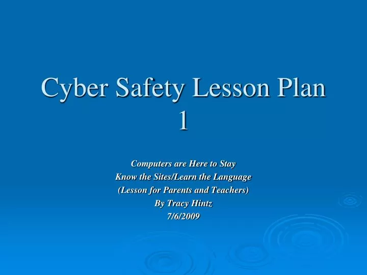 cyber safety lesson plan 1
