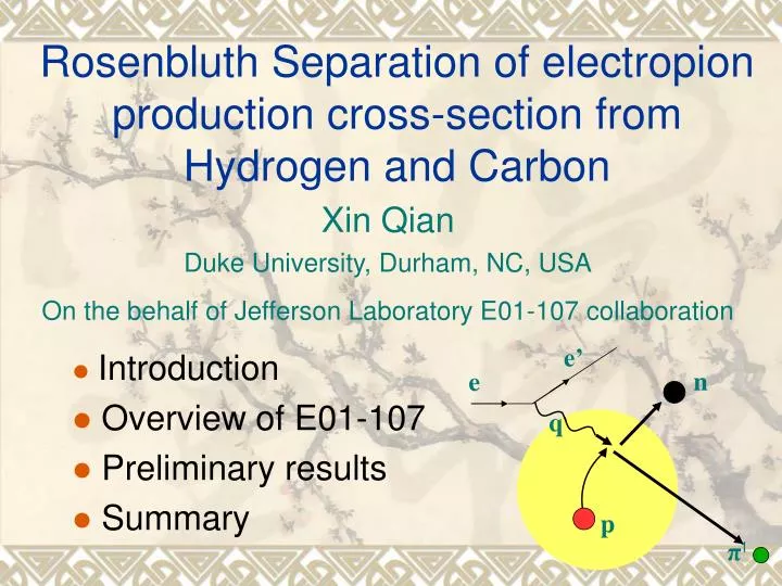 rosenbluth separation of electropion production cross section from hydrogen and carbon