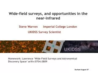 Wide-field surveys, and opportunities in the near-infrared