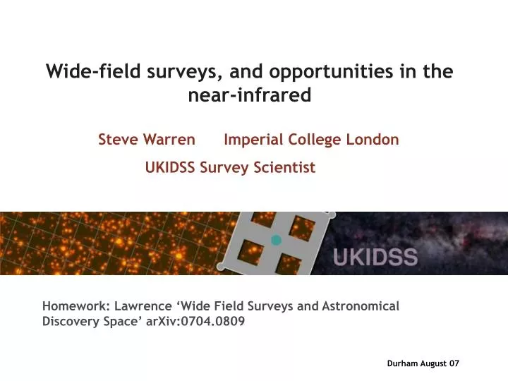 wide field surveys and opportunities in the near infrared