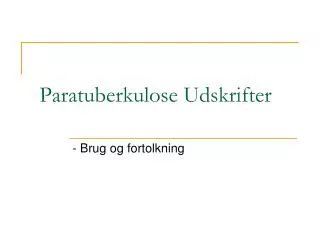 Paratuberkulose Udskrifter