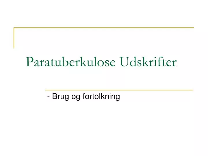 paratuberkulose udskrifter