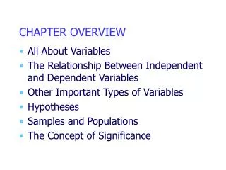 CHAPTER OVERVIEW