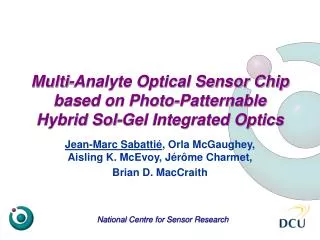 Multi-Analyte Optical Sensor Chip based on Photo-Patternable Hybrid Sol-Gel Integrated Optics