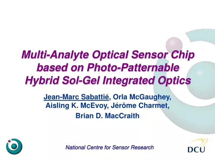 multi analyte optical sensor chip based on photo patternable hybrid sol gel integrated optics