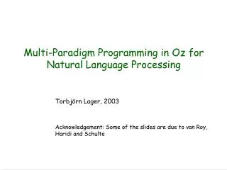 Multi-Paradigm Programming in Oz for Natural Language Processing