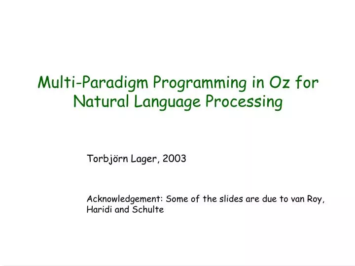 multi paradigm programming in oz for natural language processing