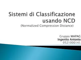 sistemi di classificazione usando ncd