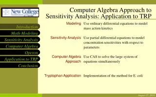 Computer Algebra Approach to Sensitivity Analysis: Application to TRP