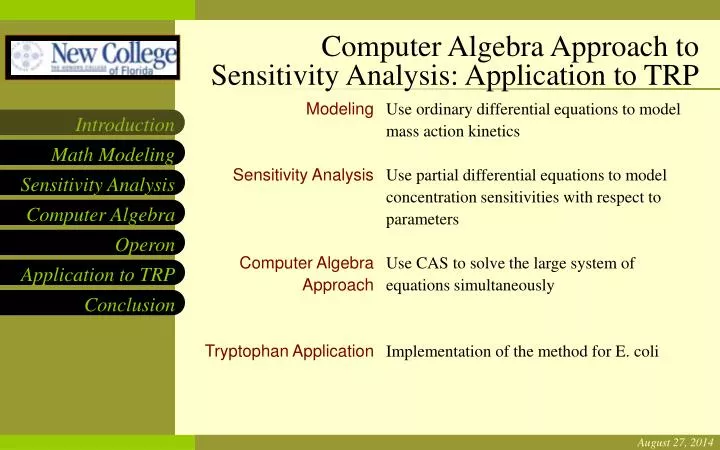 computer algebra approach to sensitivity analysis application to trp