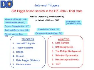 Jets+met Triggers SM Higgs boson search in the HZ ?bb?? final state