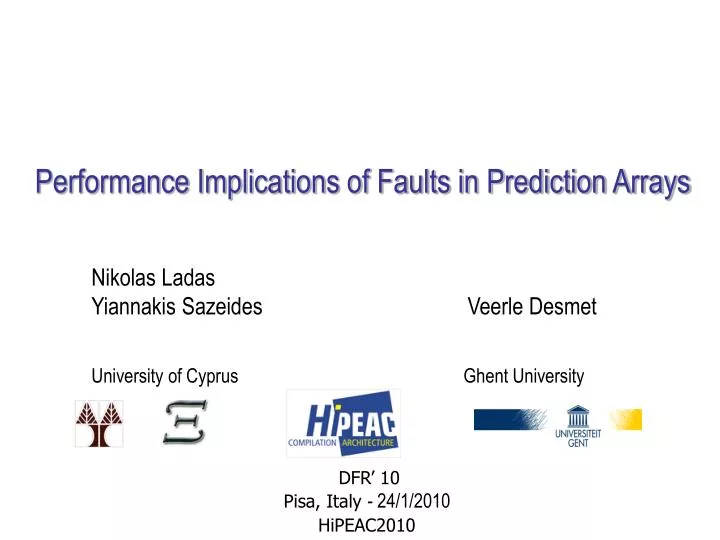 performance implications of faults in prediction arrays