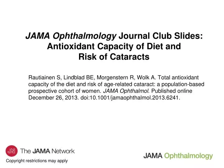 jama ophthalmology journal club slides antioxidant capacity of diet and risk of cataracts