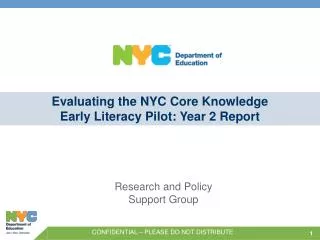 Evaluating the NYC Core Knowledge Early Literacy Pilot: Year 2 Report
