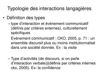 typologie des interactions langagi res