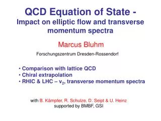 QCD Equation of State - Impact on elliptic flow and transverse momentum spectra